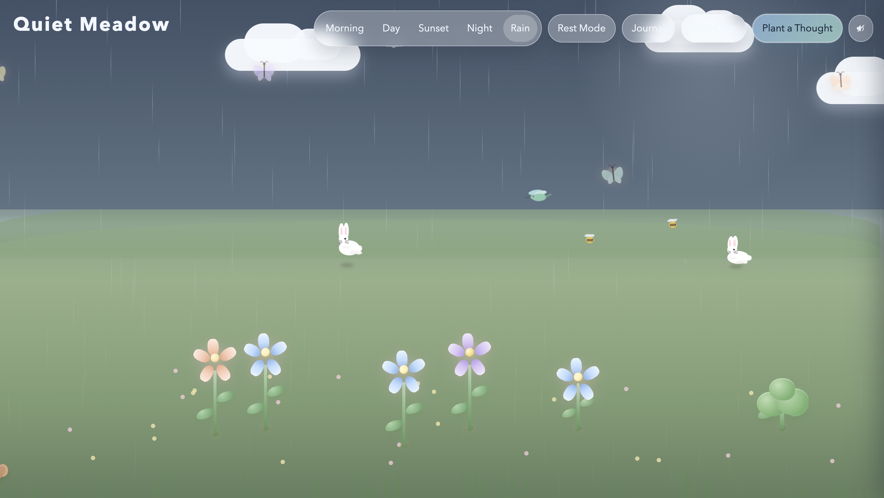 Quiet Meadow rain interaction