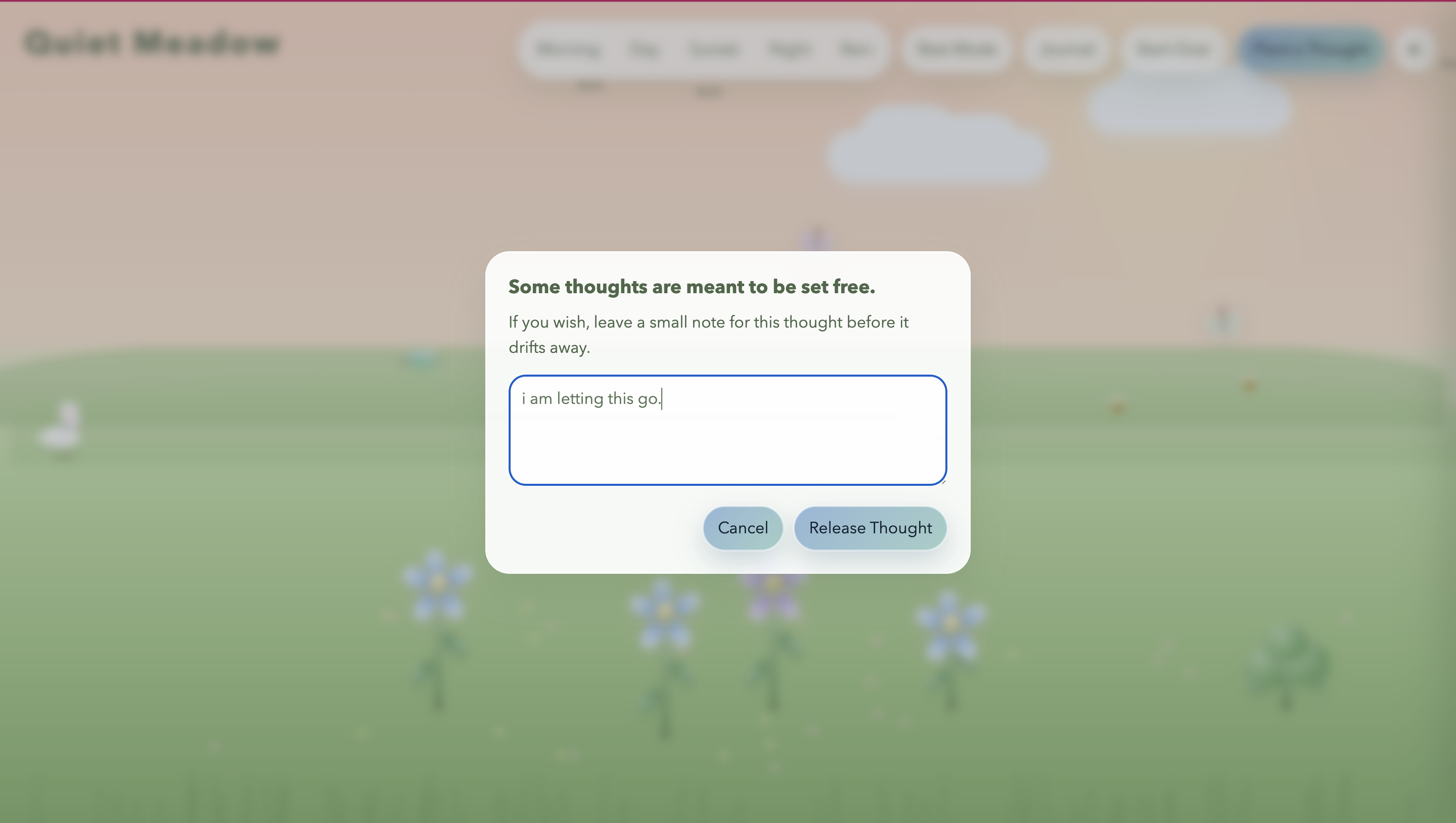 Quiet Meadow release sequence